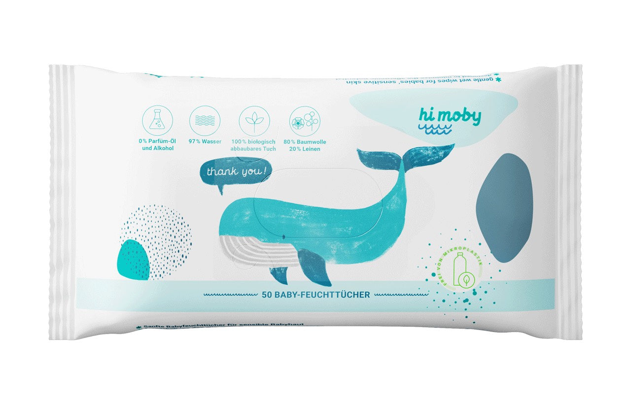 hi moby Baby-Feuchttücher | 12er Premium-Pack je 50 Tücher (600 Tücher)
